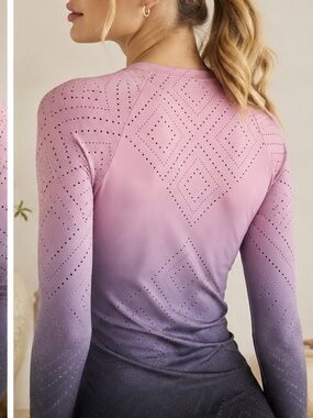ultracor Pink-to-Purple Ombre Long-Sleeve Active Top